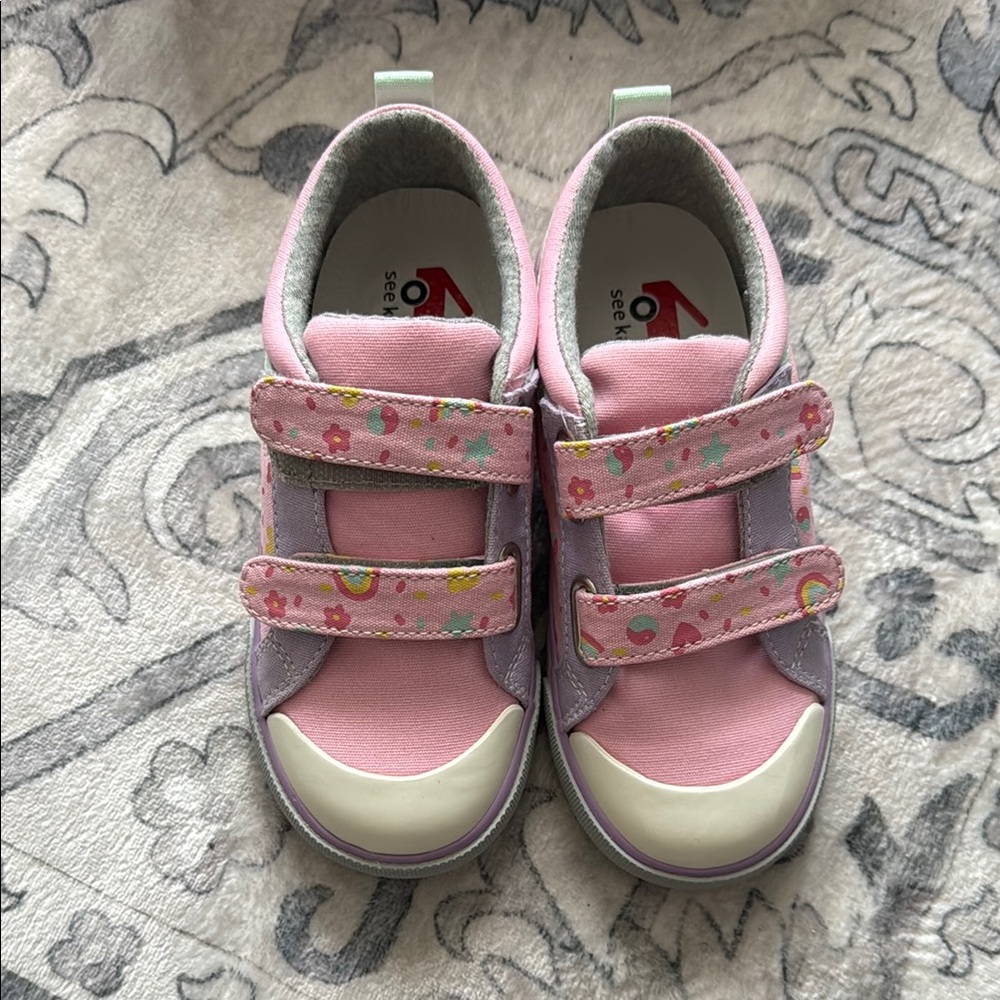 See Kai Run Pink and Purple Sneakers with Velcro Straps
